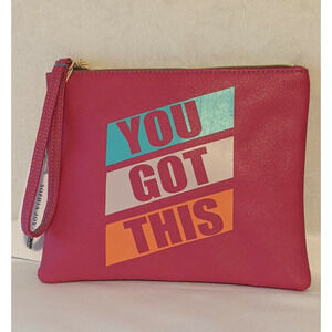 Conair Sophia Joy Wristlet Cosmetic Bag Makeup Bag Pink "You Got This" 7 x 9 in